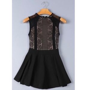 NYE Skirt/Short Romper Black & Nude Lace Jr Large